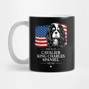 Proud Cavalier King Charles Spaniel Mom American Flag patriotic dog Mug